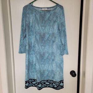 ~ NWT - womens Carmen light blue reptile skin pattern looking dress - Size L